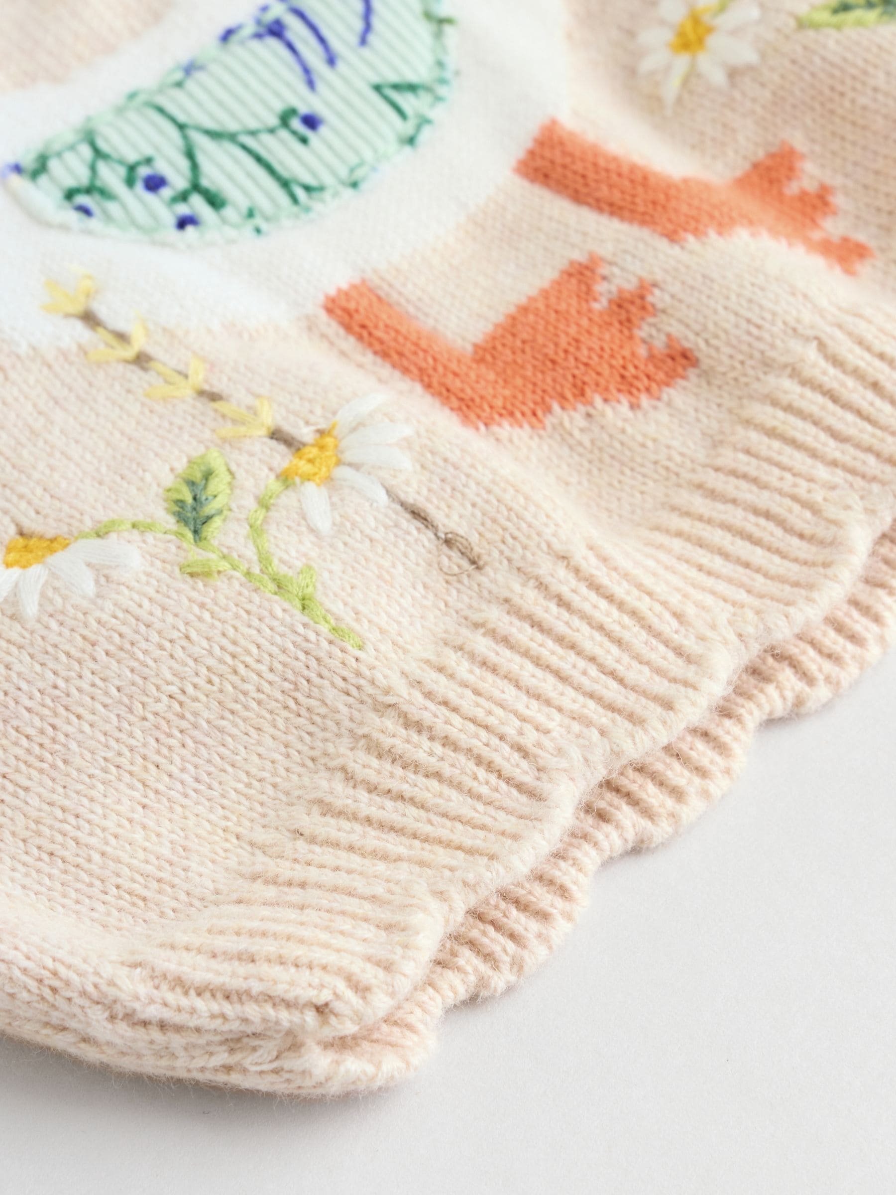 Neutrale Eend/Saliegroen met fijne print - 2 -delige babyset met gebreide trui en legging (0mnd-3jr)