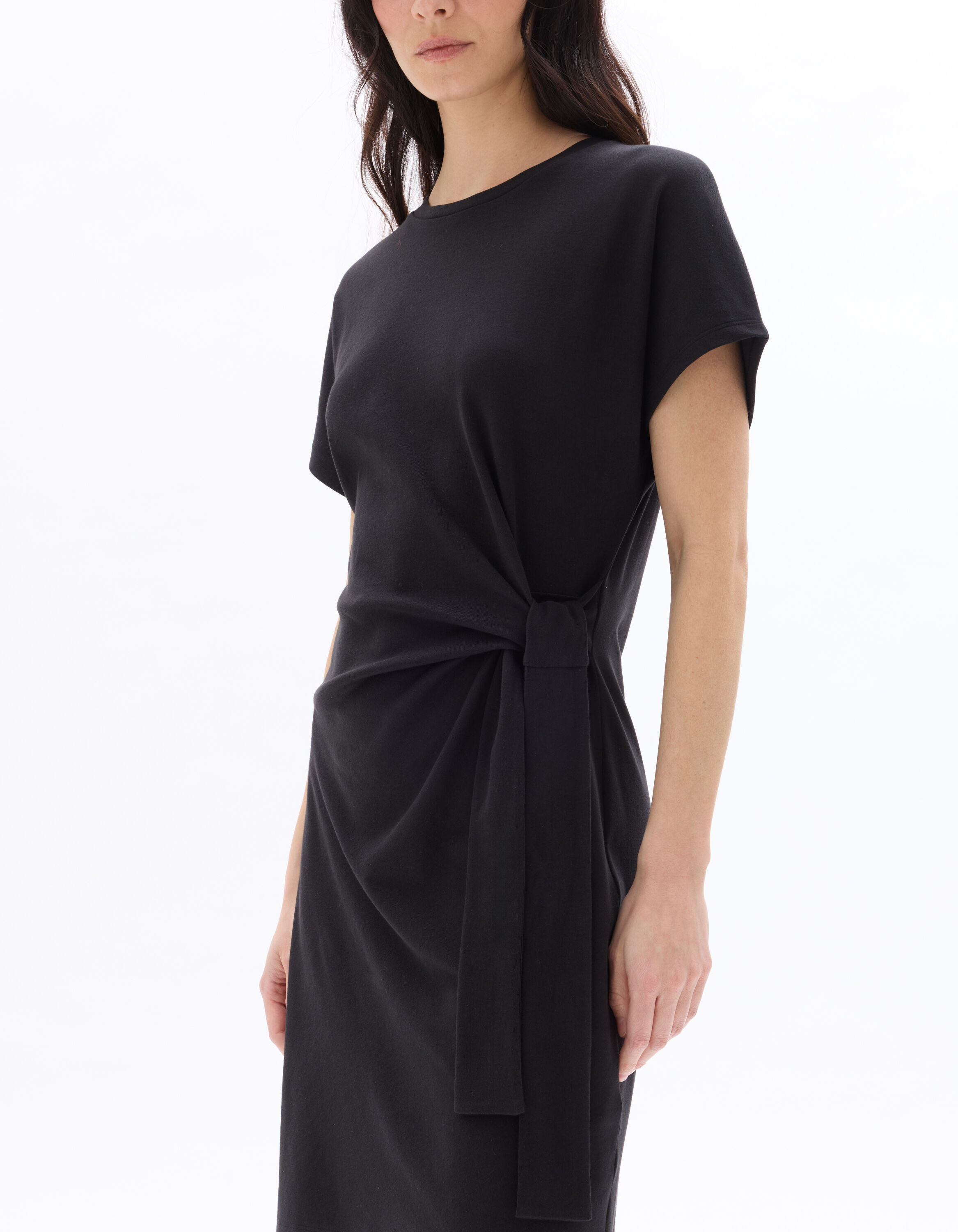 Robe courte nouée en coton - noir