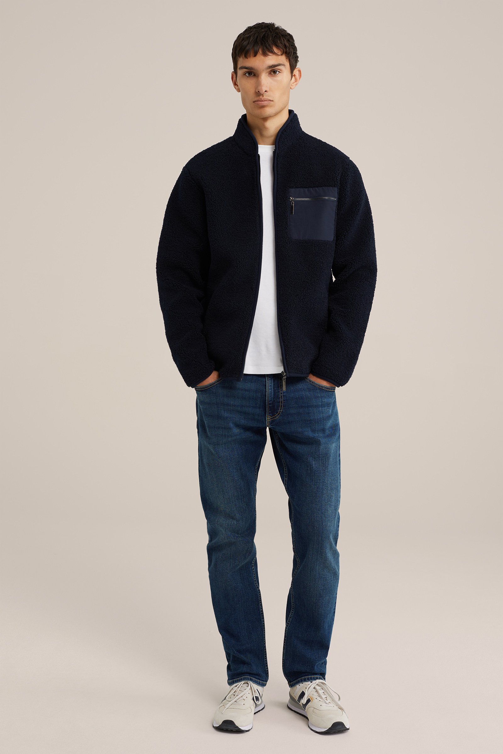 teddy bombervest WE Fashion Marineblauw