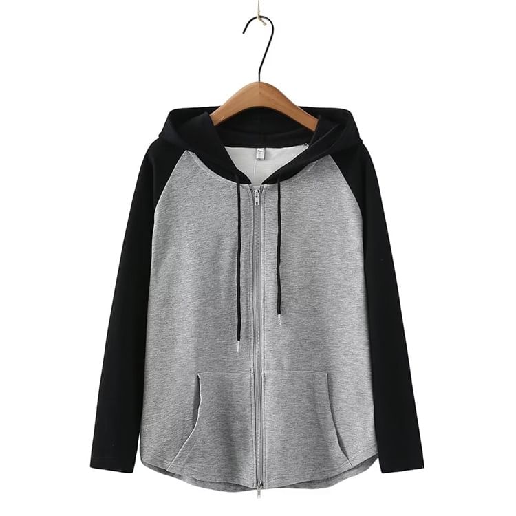 Krezol - Plus Size Raglan Hoodie met Rits