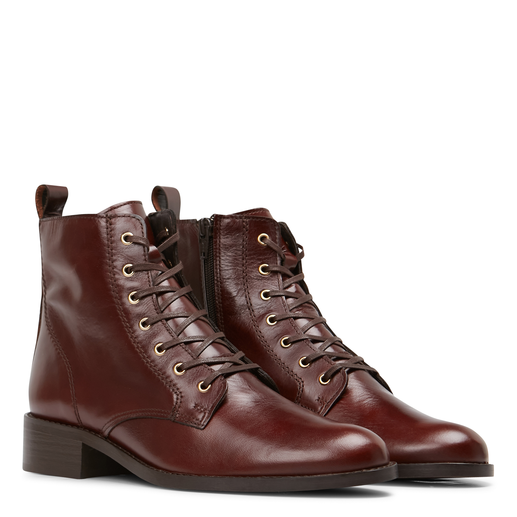 FIBI - Bottines à lacets en cuir| Marron