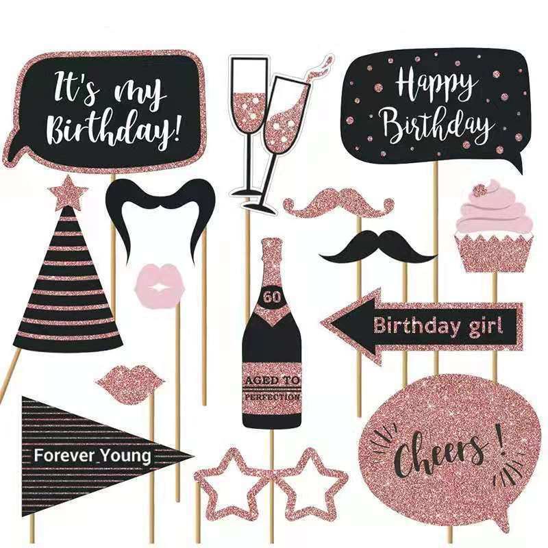 (30er Set) Photo Booth Fotorequisiten Happy Birthday Party Foto Accessoires Dekorationen für lustige Bilder - Geburtstag