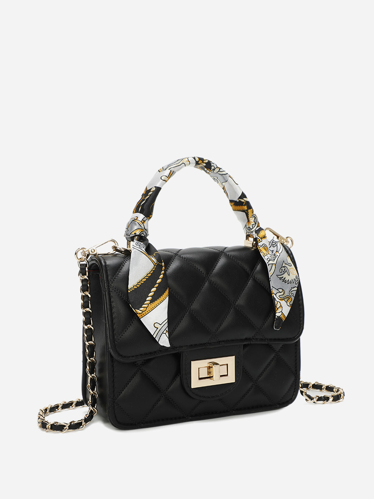 Petit sac matelassé à foulard- Noir