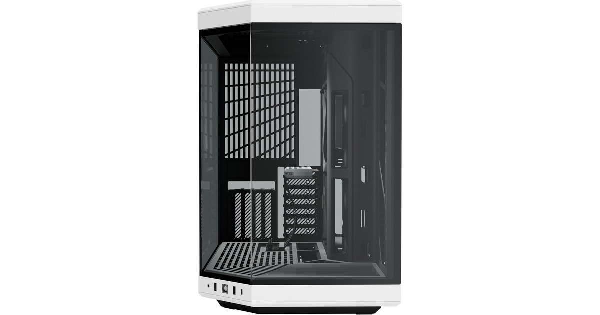 HYTEY70 midi tower behuizing  (Zwart/wit | 2x USB-A | 1x USB-C | Tempered Glass)