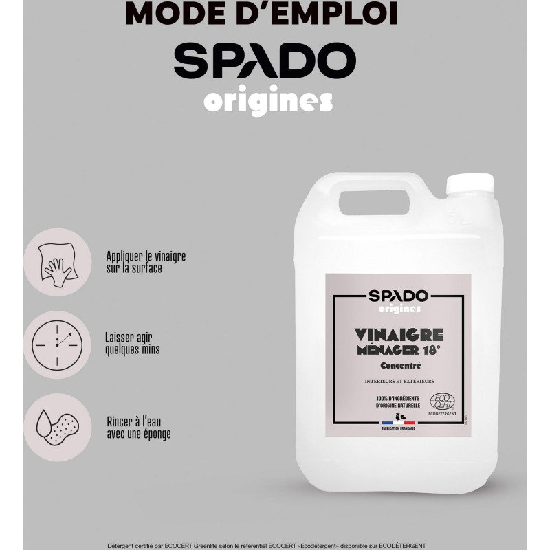 Vinaigre ménager 18° Spado - Bidon de 5 litres