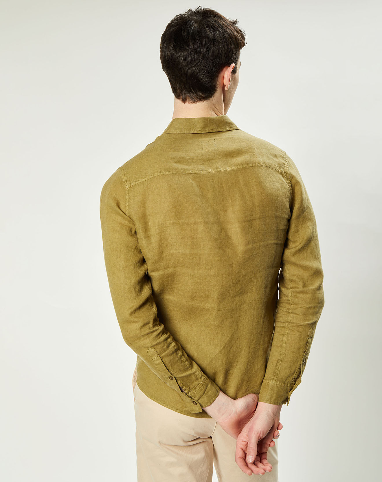 Harris Wilson Chemise slim 100% Lin Efesio militaire