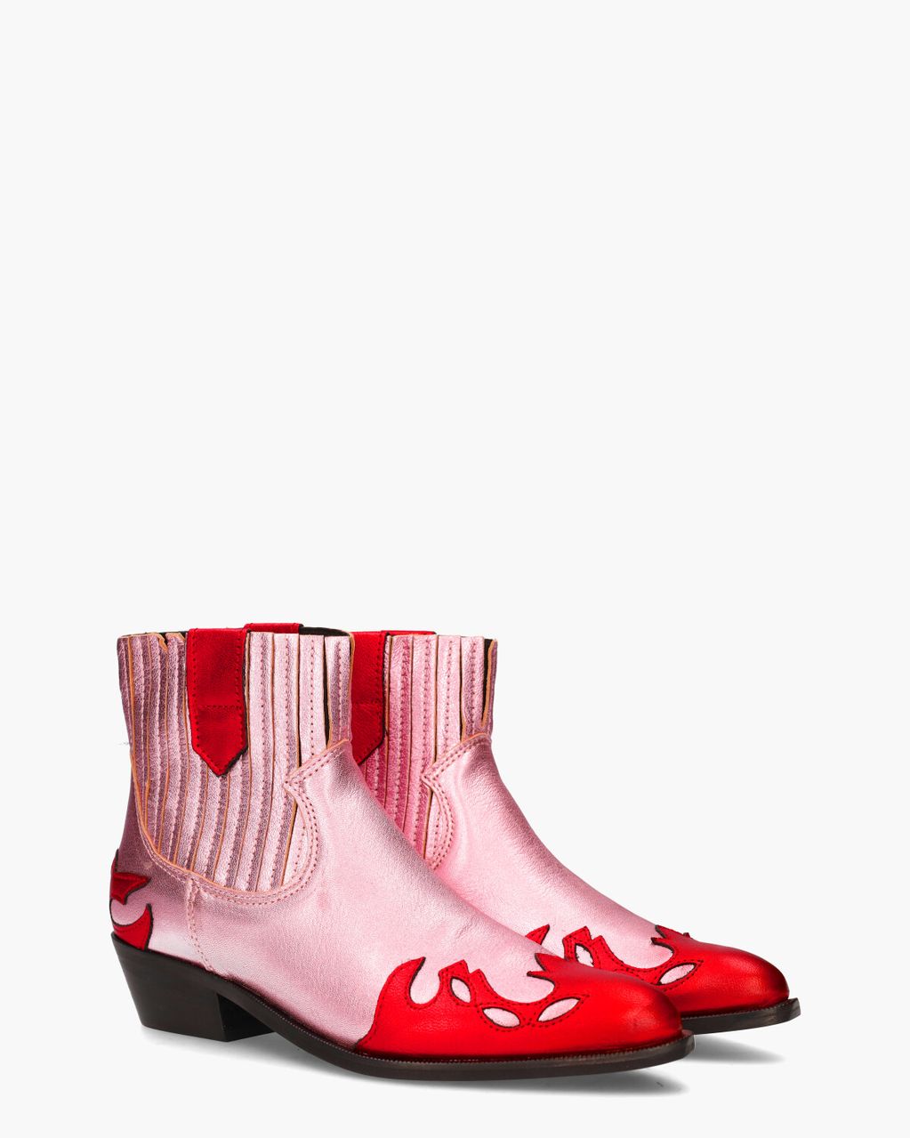 DWRS Label Austin Metallic Roze/Rood Dames Enkelboots