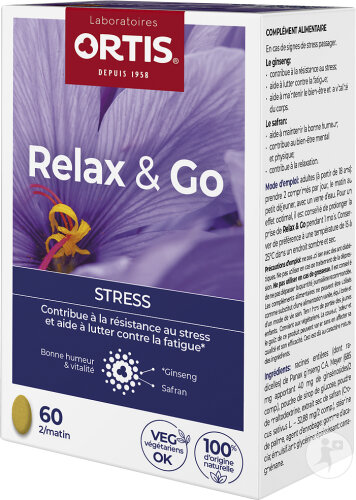 Ortis Relax & Go Complément Alimentaire Contre Le Stress Bio 4x15 Comprimés
