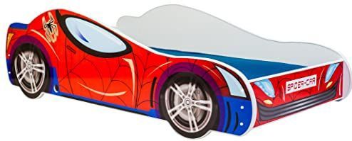 KOBI - Kinderbed - Spiderman Spider-auto - 140x70 - Jeugdbed met Matras
