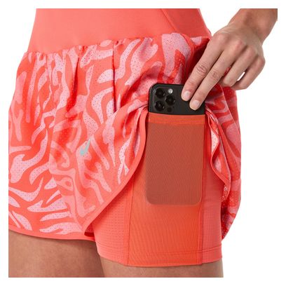 Short 2-en-1 Asics Road All Over Print 3.5in Corail Femme