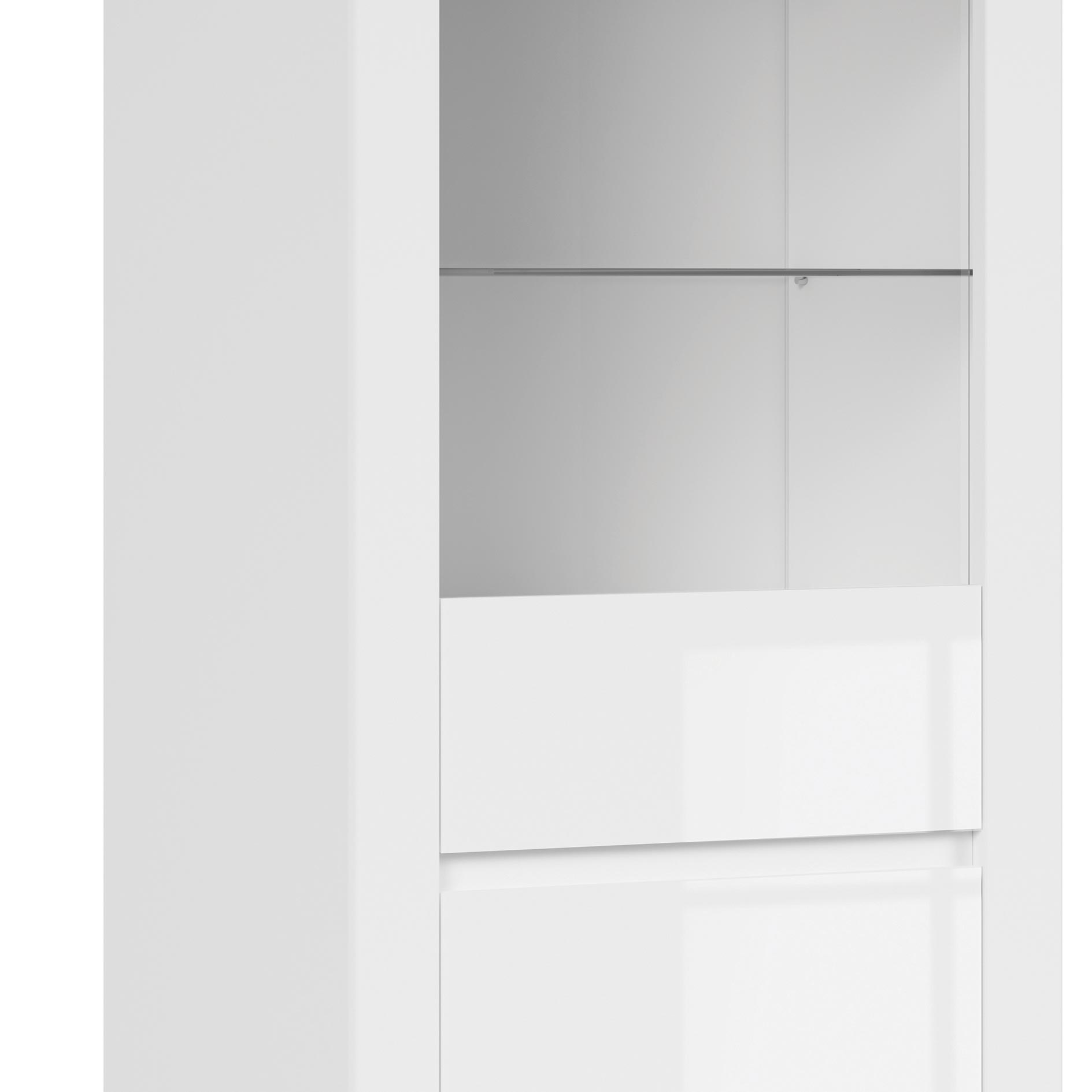 Standvitrine - weiß Hochglanz-Wotan Eiche - 204 cm hoch