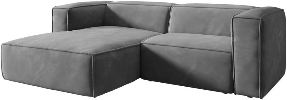 Luxusbetten24 Designer Sofa Comfy L Mini in Samt Hellgrau Links