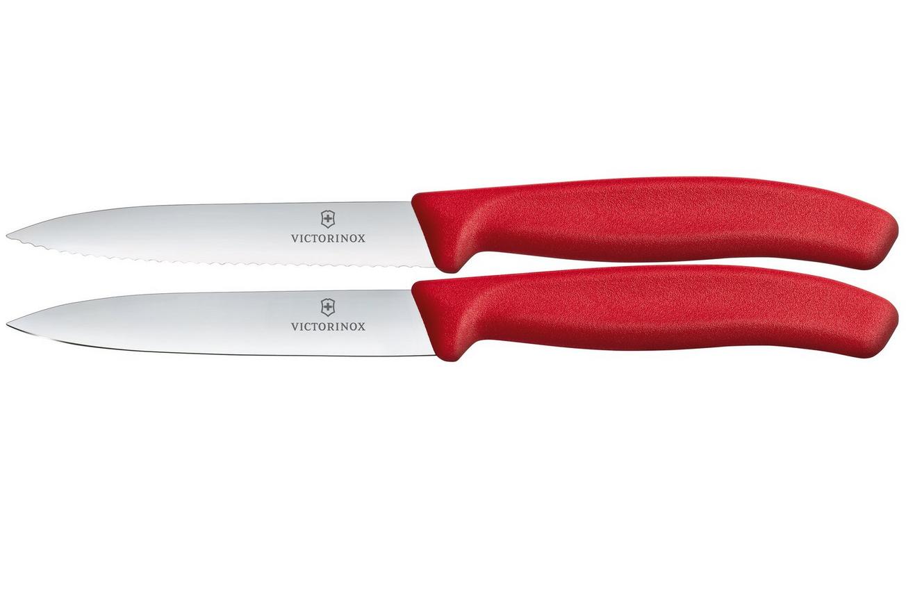 Victorinox Swiss Classic 6.7791.2C1 Straight/Wavy, Red, set van 2 groentemesjes, 10 cm