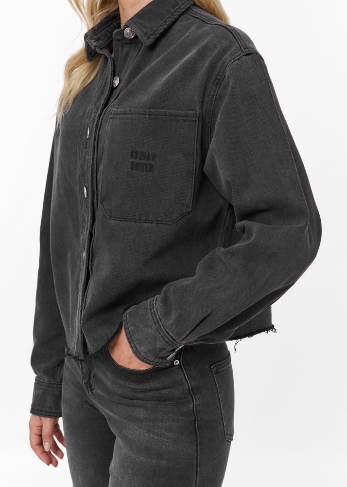 Denim blouse iron zwart