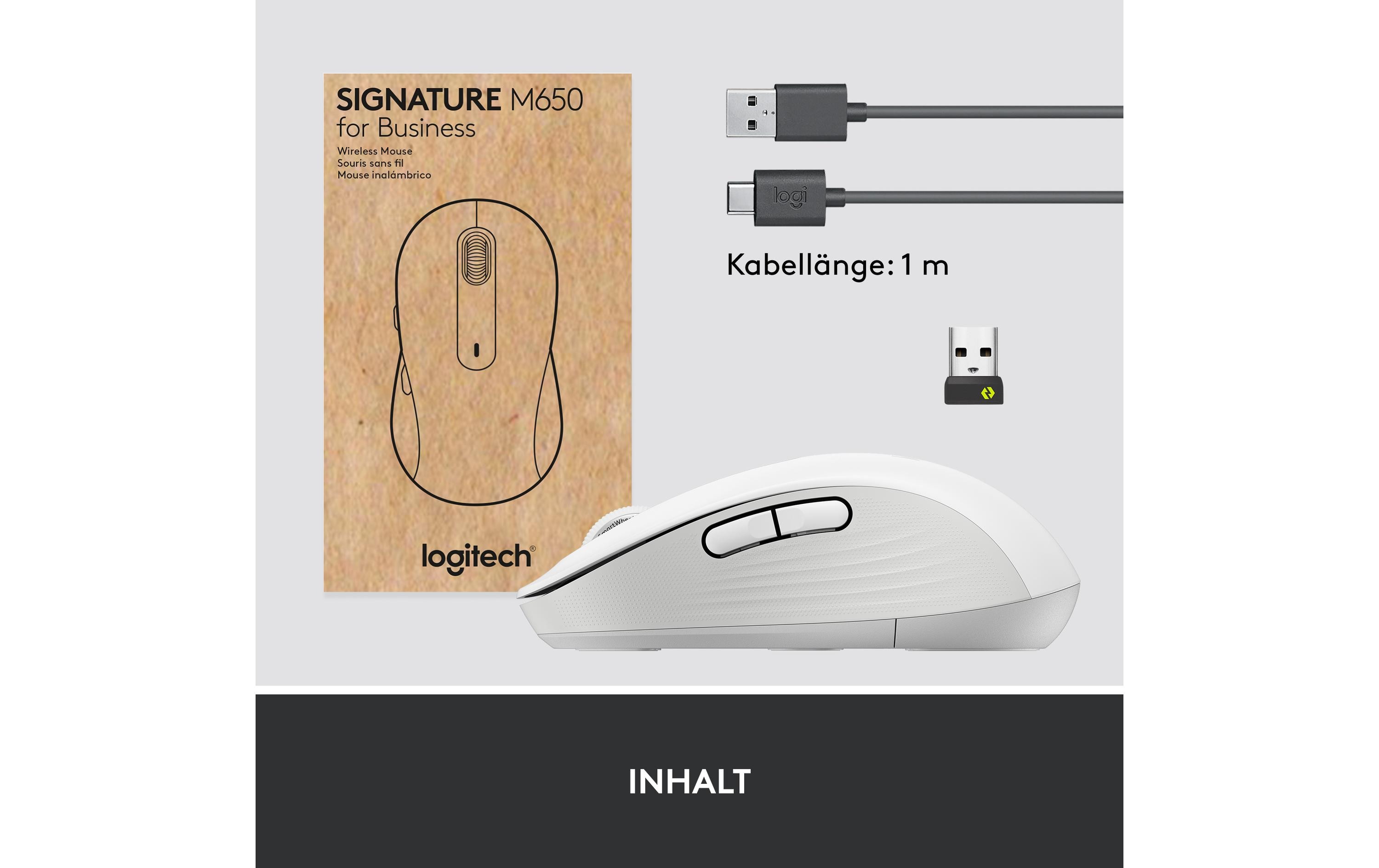 Maus Signature M650 for Business WeissPräzise Wireless-Maus mit «Logitech SilentTouch»-Technologie