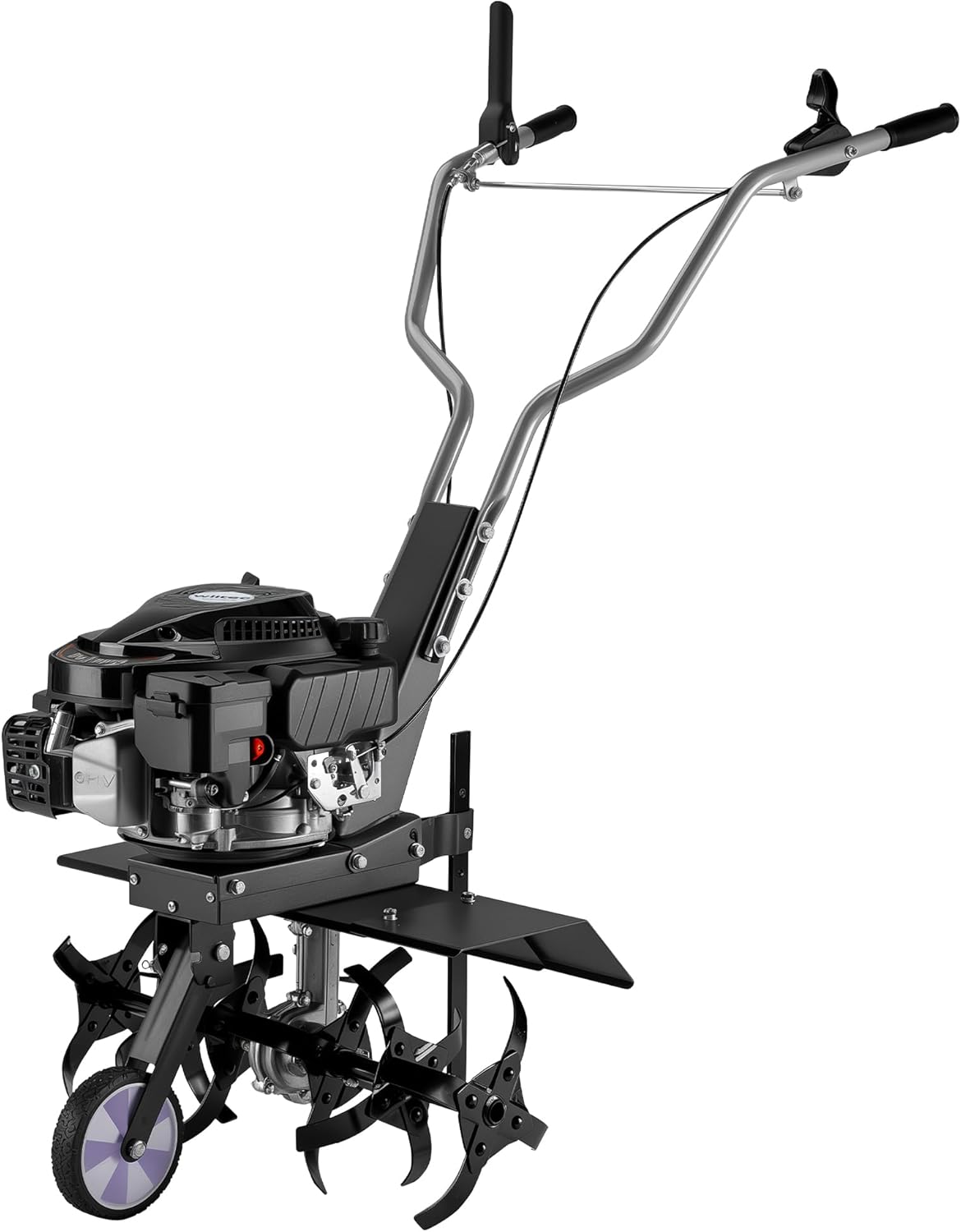 Wiltec Benzin Bodenhacke 60 cm Arbeitsbreite, Gartenhacke mit Motor 144 CCM, Motorhacke 6 Klingen, Bodenfräse mit Antrieb Euro 5, robuste Gartenfräse