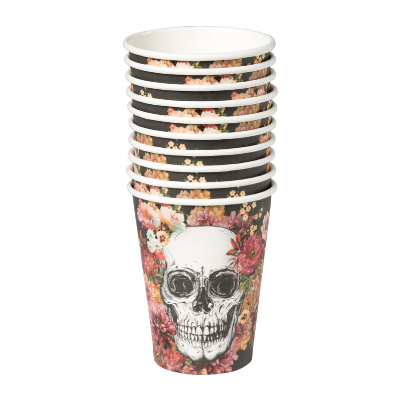 Papieren beker Day of the Dead - set van 10 - ø8x17 cm
