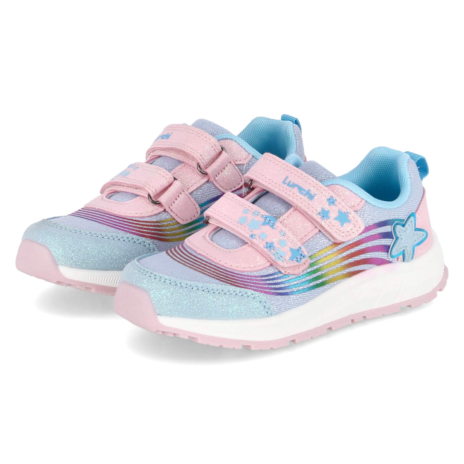 Lurchi Klettschuhe - ltblue-rose glitter