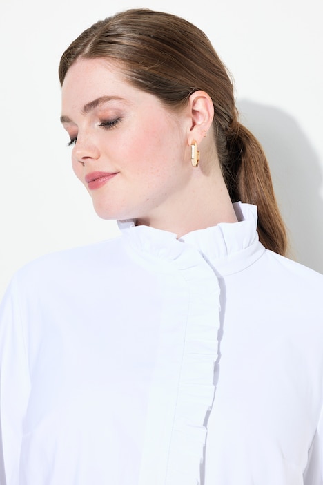 Bluse, Rüschen, Stehkragen, Langarm