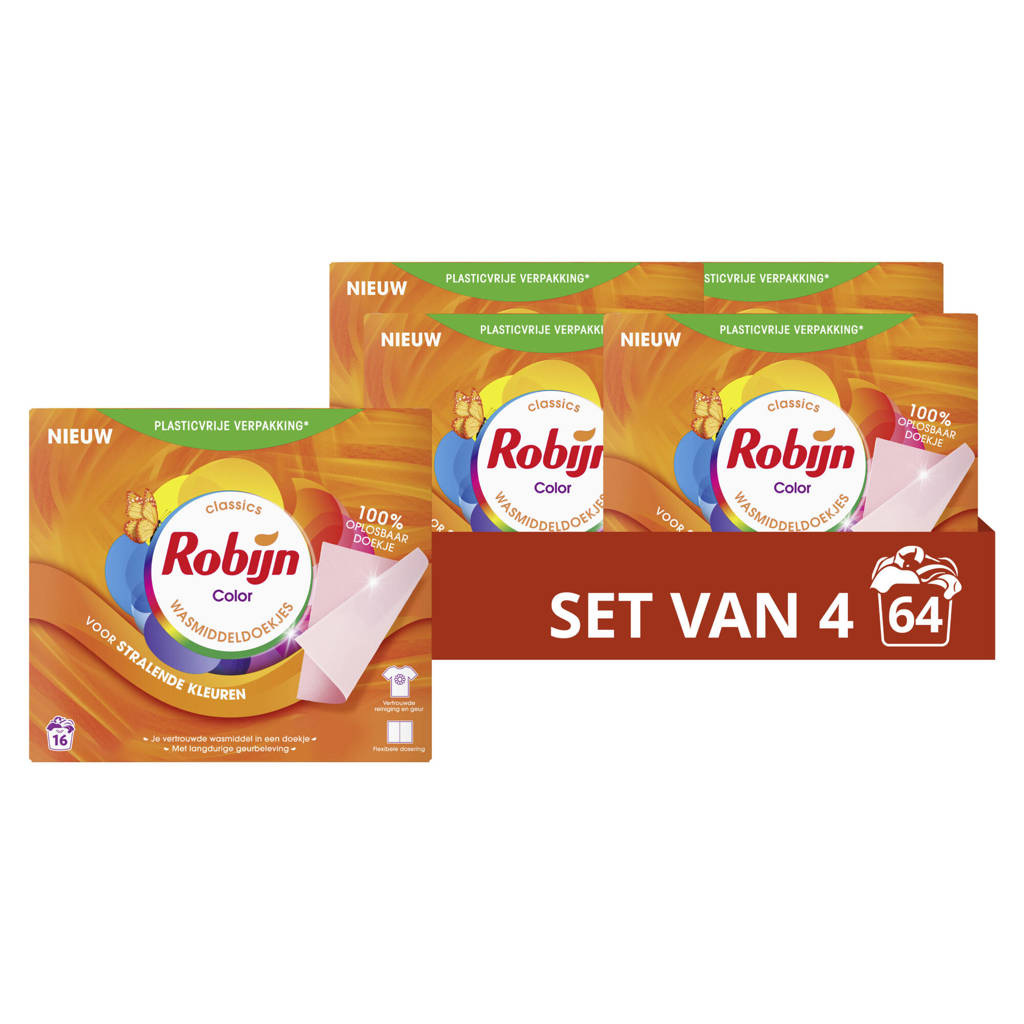 Wasmiddeldoekjeswasmiddeldoekjes Color - 4 x 16 wasstrips - 64 wasbeurten