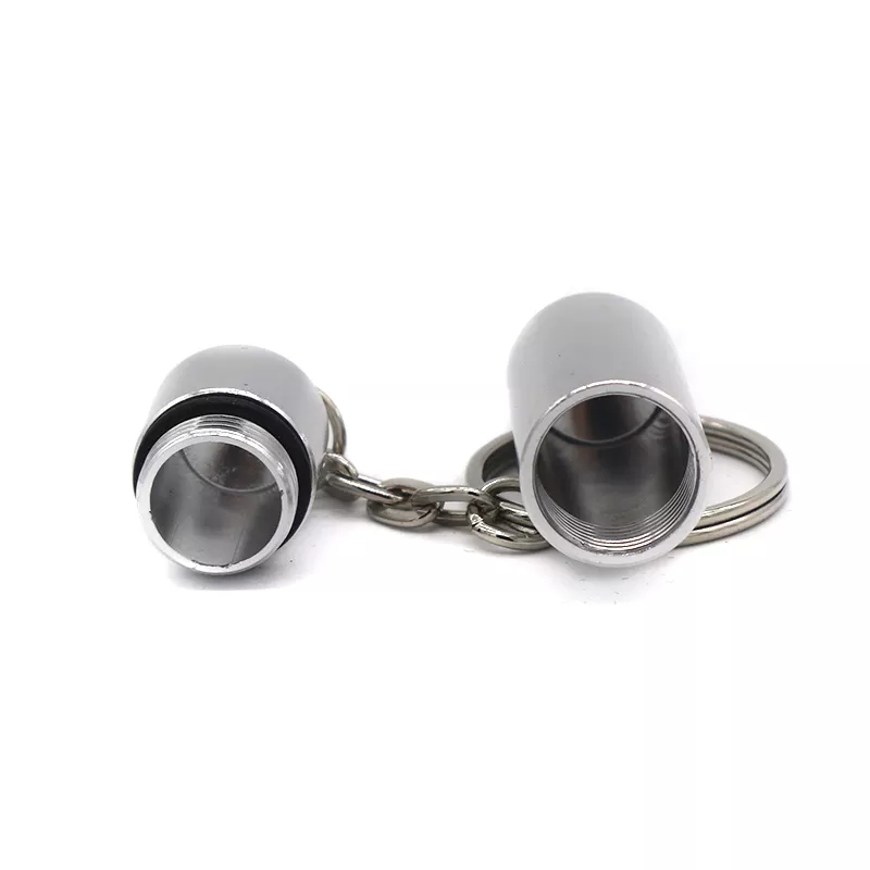 (40x17mm) Metall Medikamenten Dosierer Dosett Tablettenbox Supplements Pillendose Schlüsselanhänger -  Silber