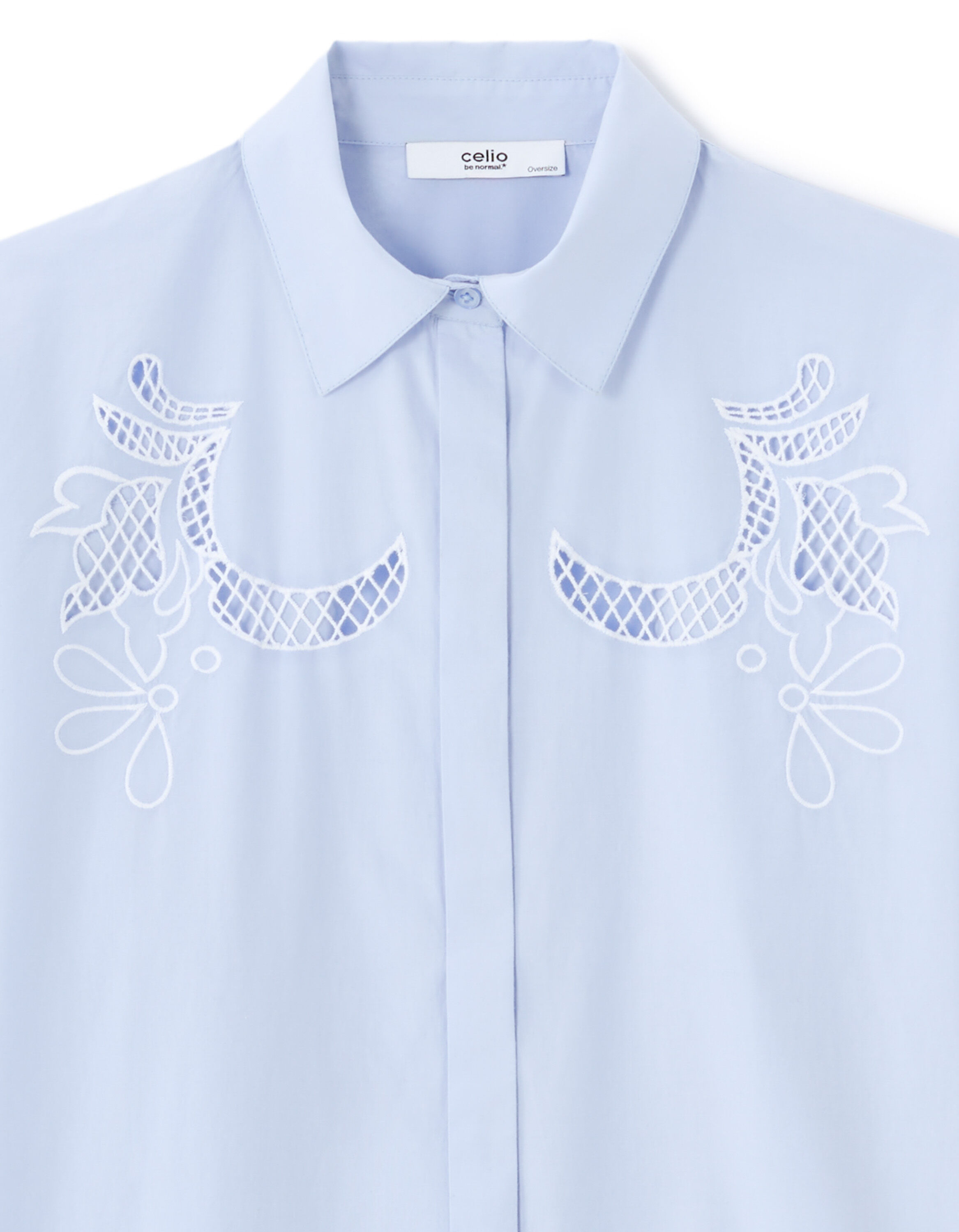Chemise brodée en 100% coton - bleu