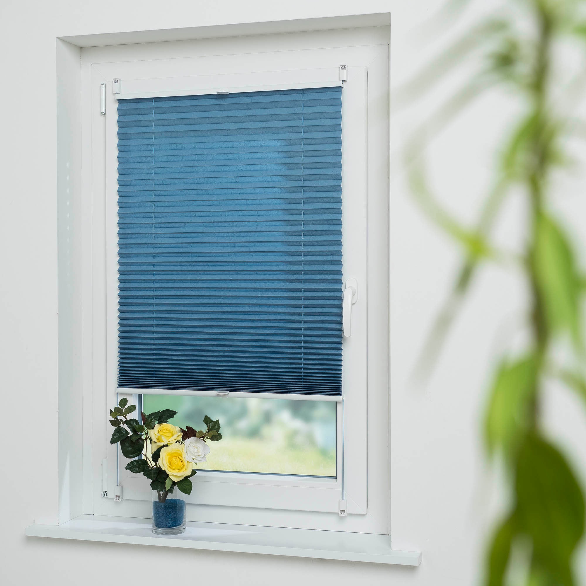 Liedeco Plissee »Jeansblue« Lichtschutz ohne Bohren verspannt