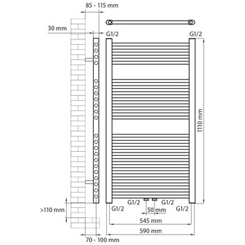 Haceka designradiator Gobi goud structuur 565 Watt 111x59 cm