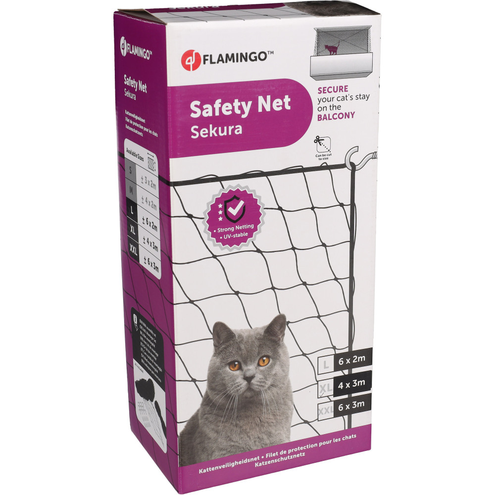 Filet de sécurité sekura noir 4 x 3 mètres pour chat
