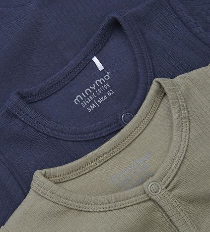 Minymo Strampler l/ä - 2er-Pack - Dark Navy