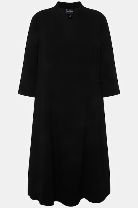 Midikleid, Stehkragen, V-Ausschnitt, 3/4-Arm, Taschen