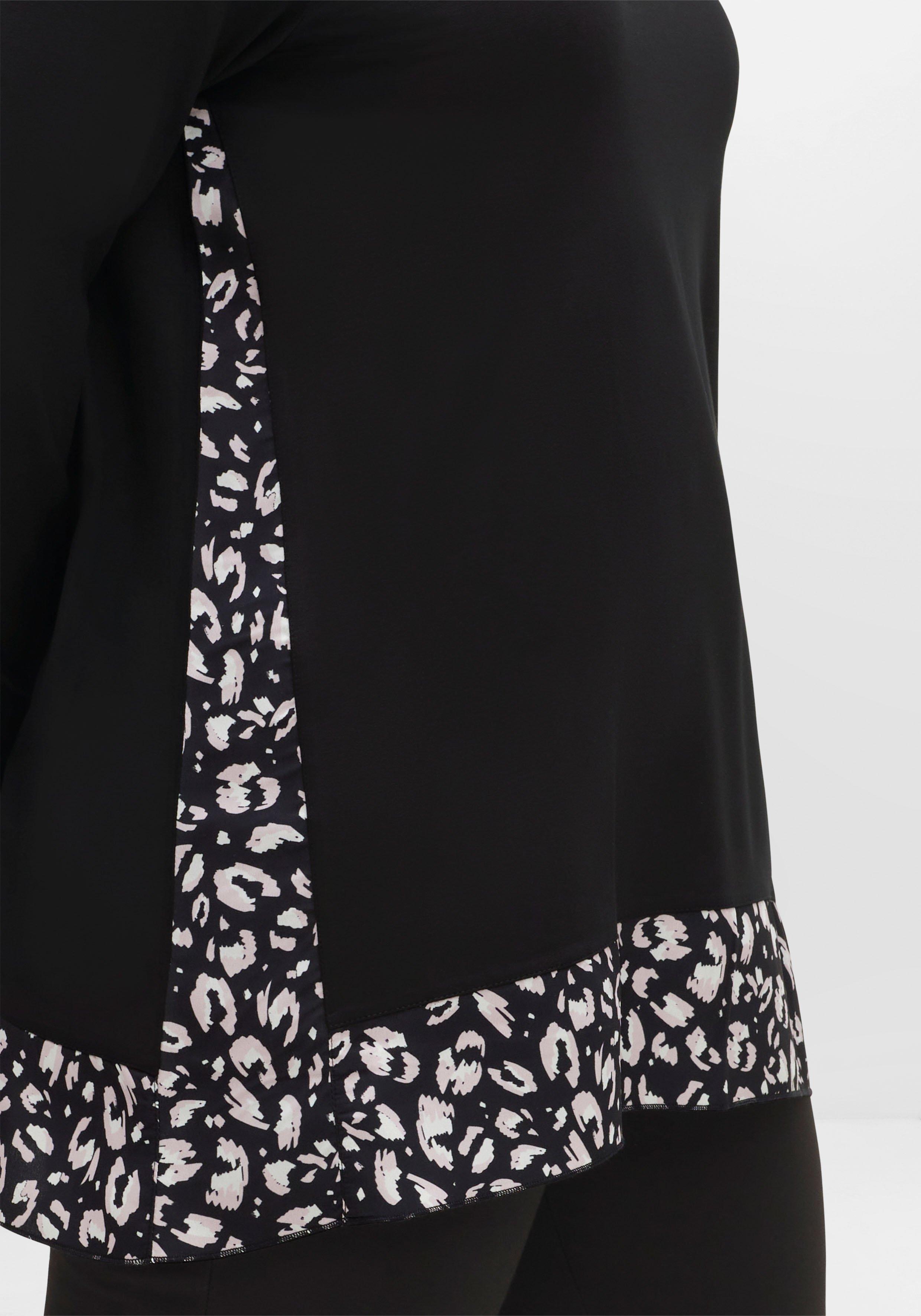 Longshirt mit floral bedruckten Einsätzen