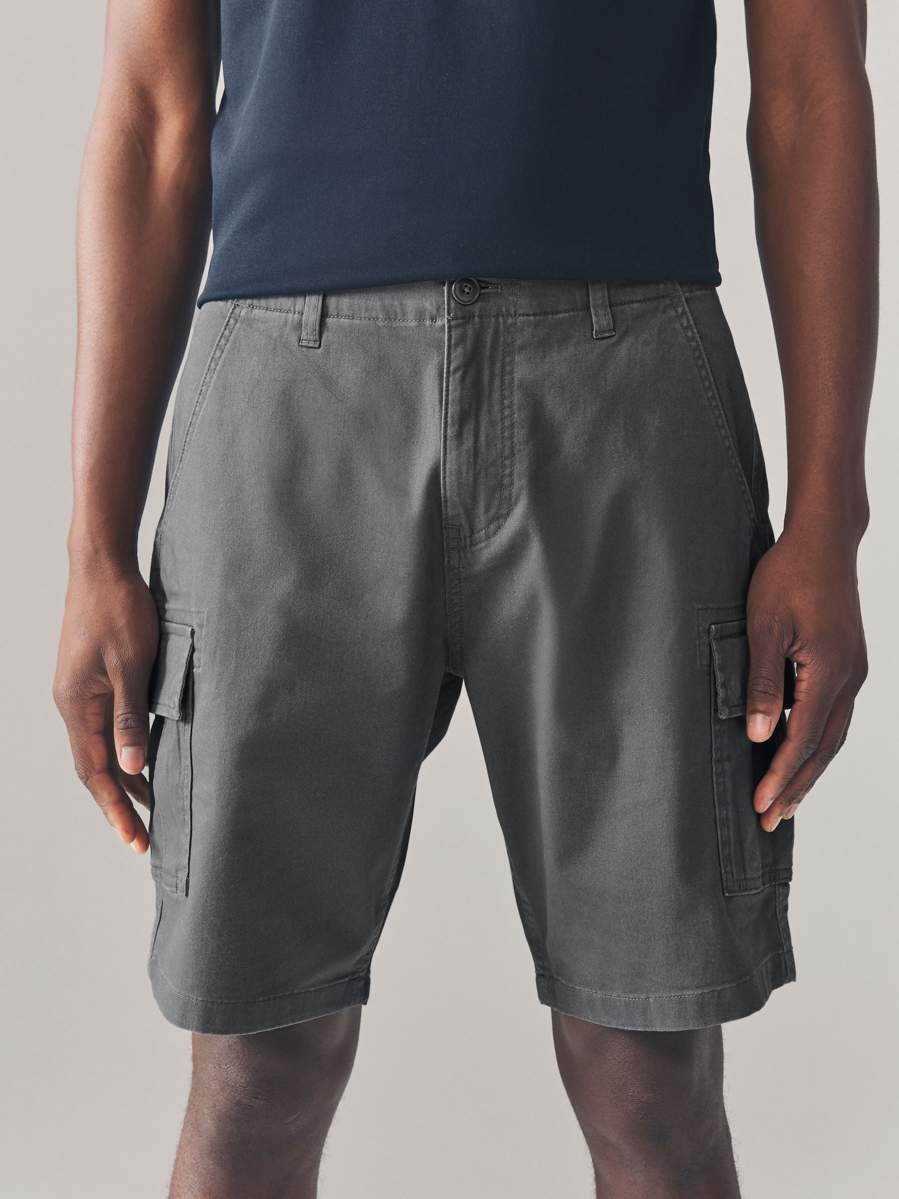 Marineblauw/antraciet - Stretchy Korte cargobroek