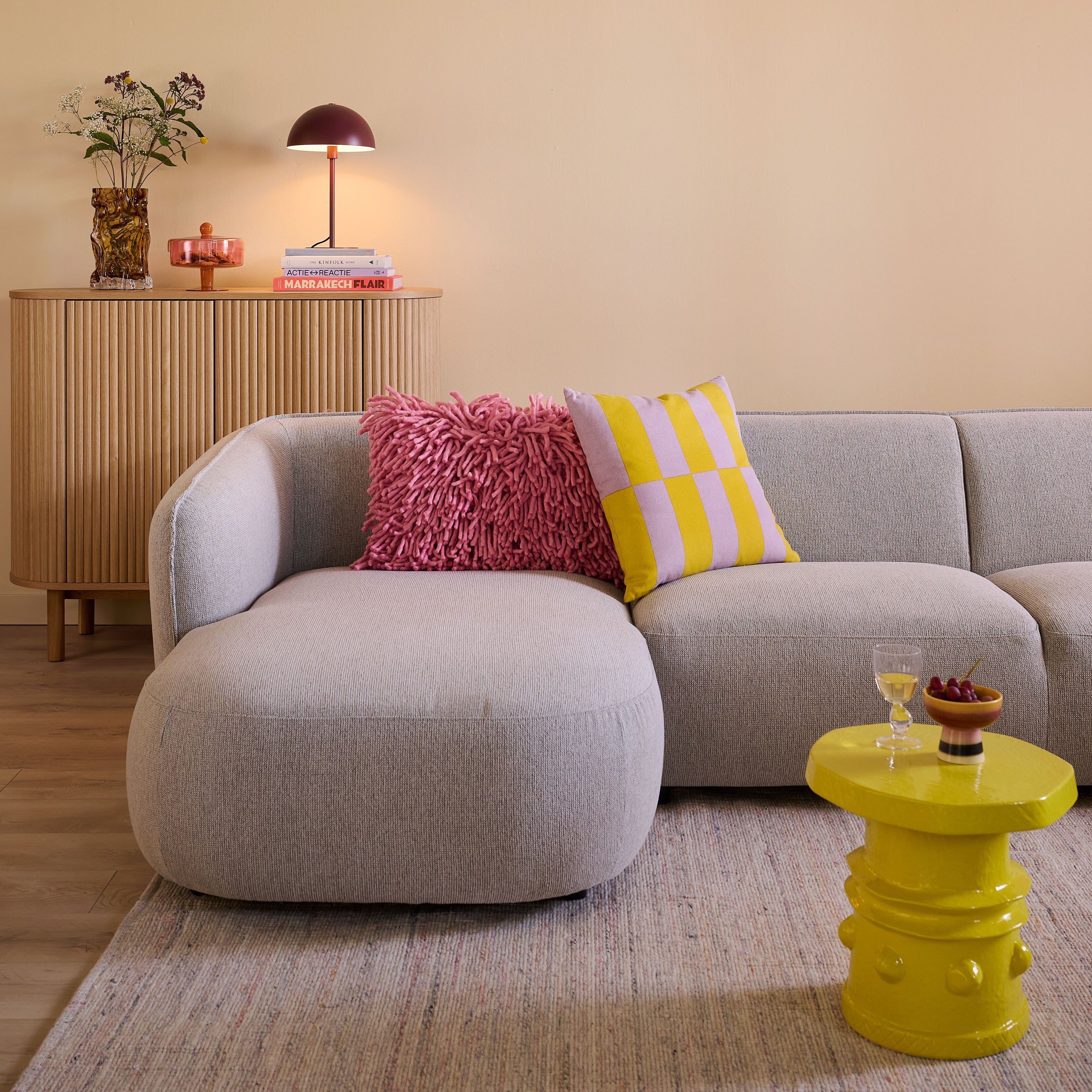 by fonQ Soft Hoekbank met Chaise Longue Links - Naturel Melange