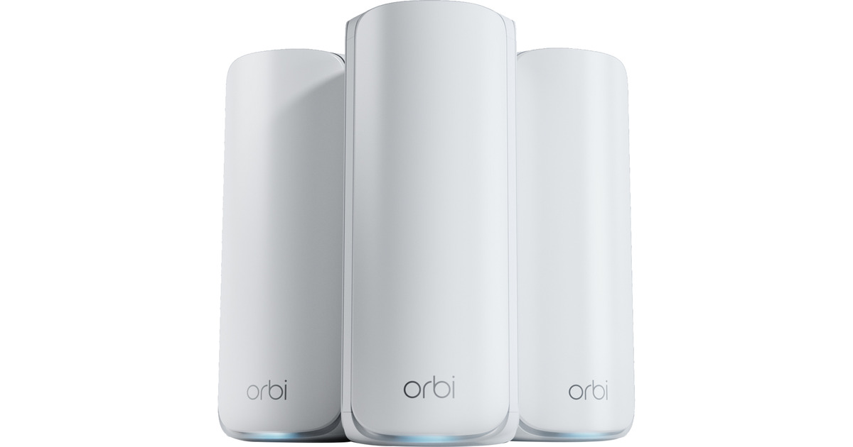 NetgearRBE773 Orbi 770 Serie Tri-Band WiFi 7 Mesh-systeem mesh access point  (Wit, 2 stuks (router + 2x satellieten), Tot 540 m2)