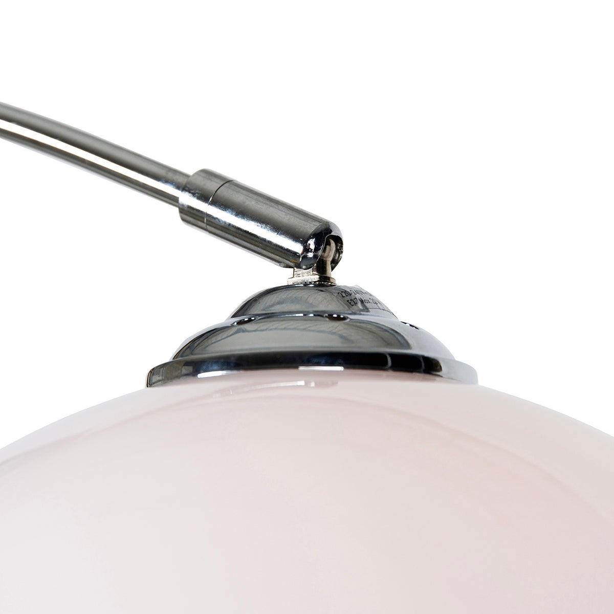 QAZQA - Moderne booglamp, chroom met witte kap - Arc Basic I Woonkamer - Staal, rond I Langwerpig - LED-compatibel, E27