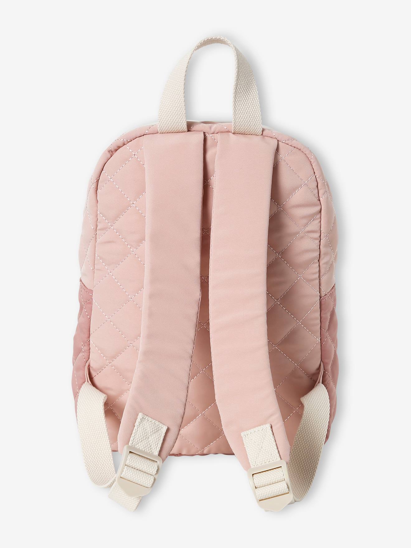 Mochila pré-escolar acolchoada para meninas, rosa claro.