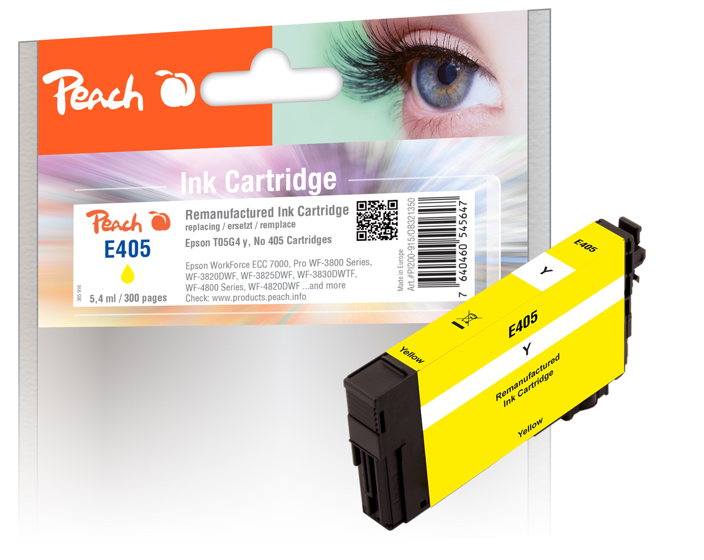 Peach E5G4 Druckerpatrone ye ersetzt Epson T05G4, No. 405 y, C13T05G44010 für z.B. Epson WorkForce ECC 7000, Epson WorkForce Pro WF -3800 (wiederaufbereitet)