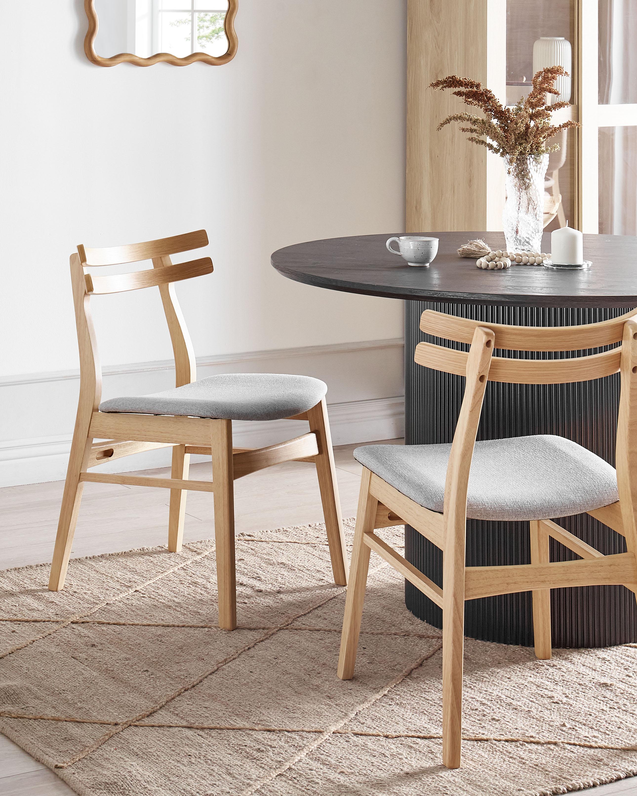 Set van 2 eetkamerstoelen CYNTHIANA Hout Lichtbruin/grijs