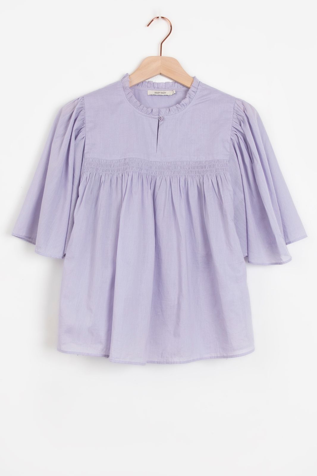 Lavendel A-lijn blouse met fladdermouwen
