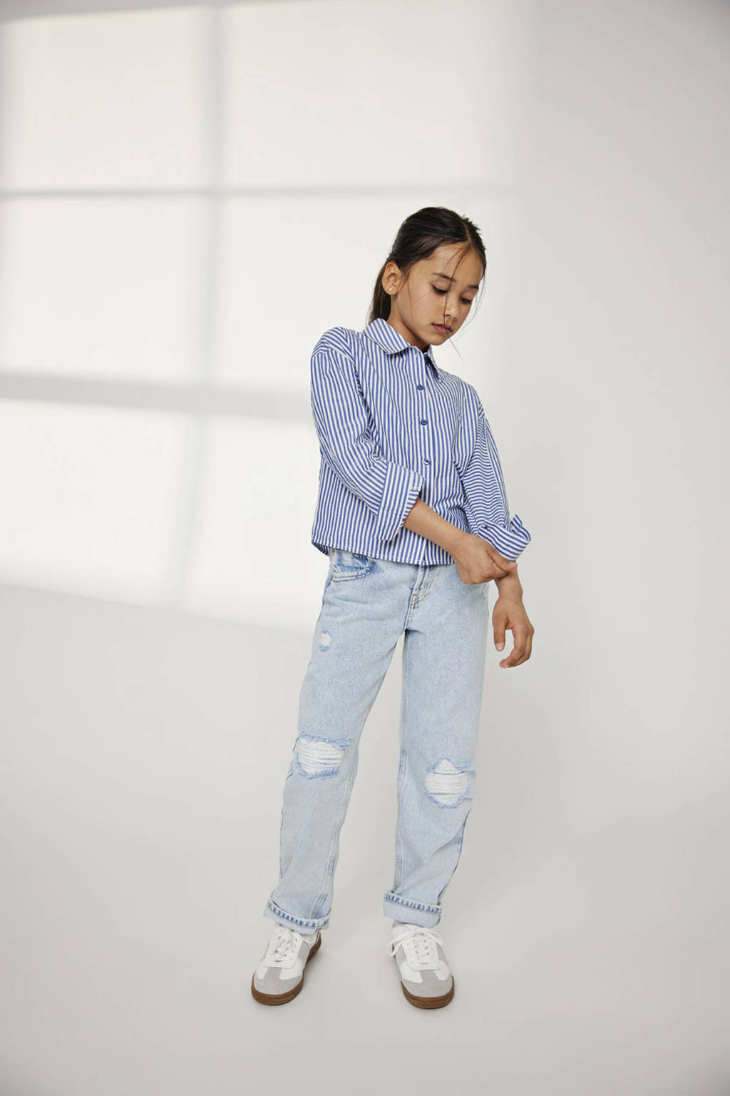 ONLY loose fit jeans KOGDAD met slijtage light blue denim