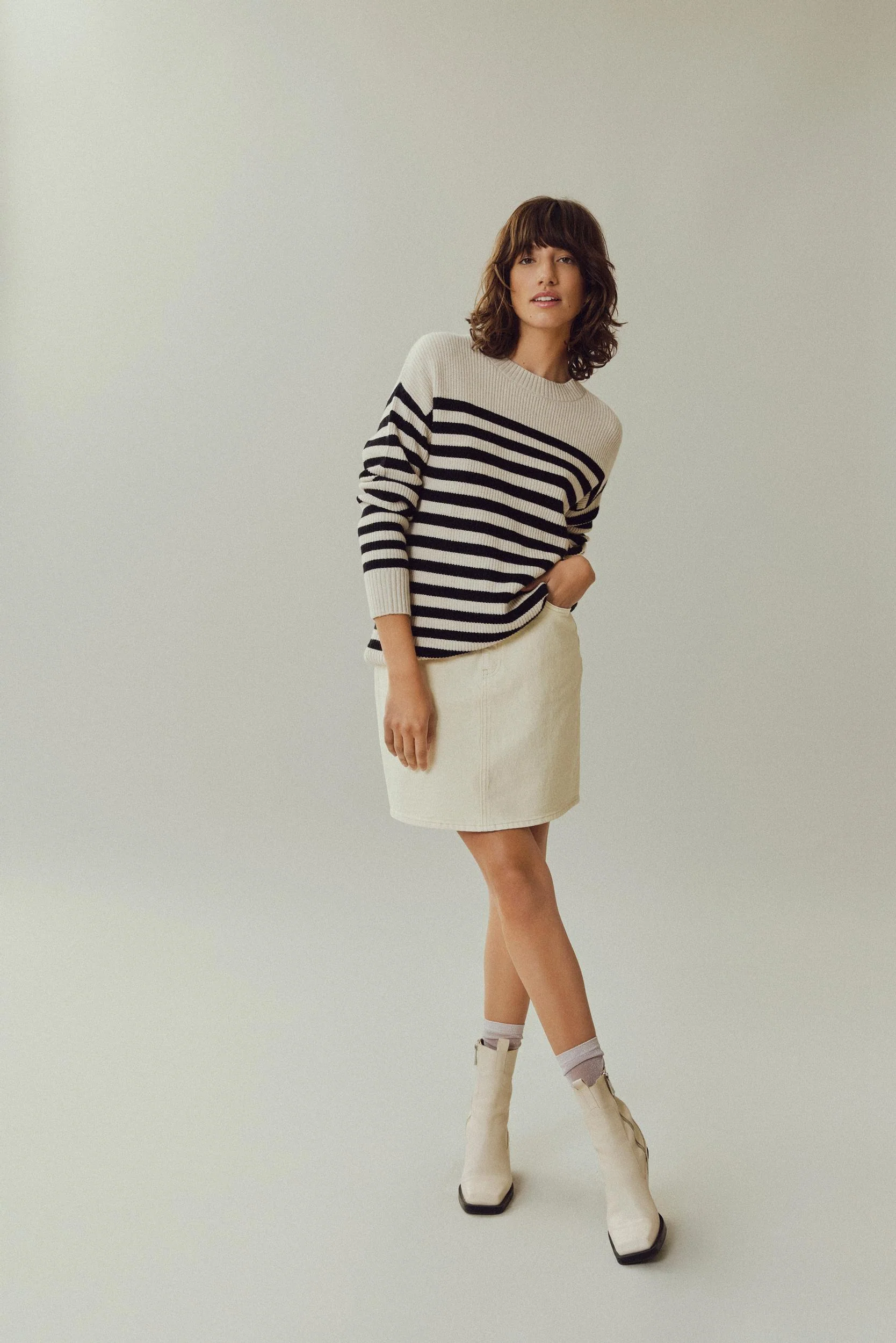 Vila  Viril strikket bluse- Sort/creme