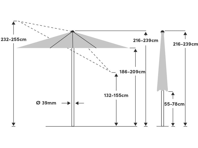 Suncomfort by Glatz Sonnenschirm Shell Turn, 250 x 200 cm, Sonnenschirm