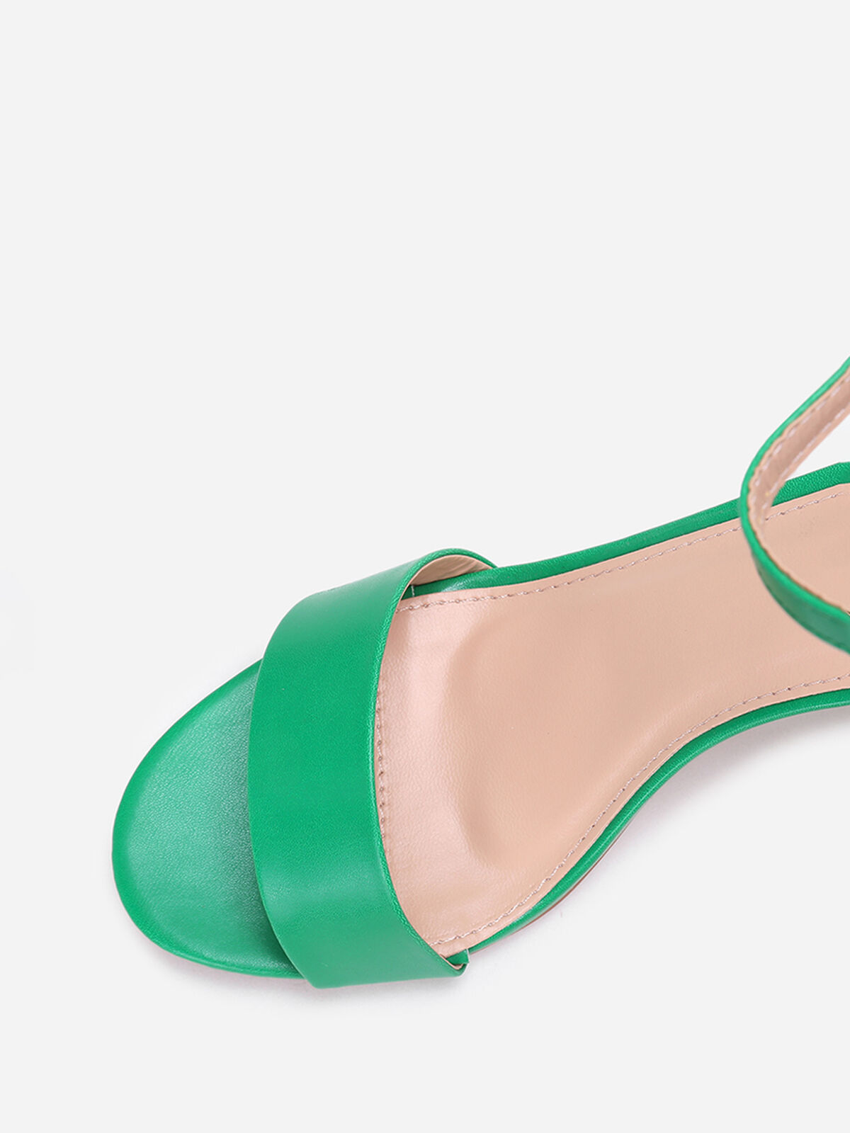 Sandales en simili à talon carré- Vert
