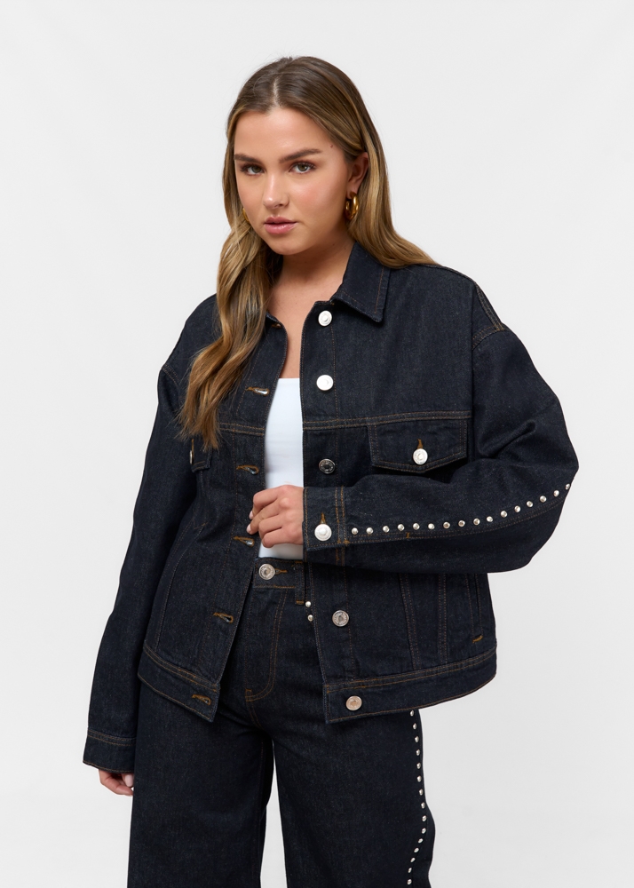 Dani stud jacket marine blauw