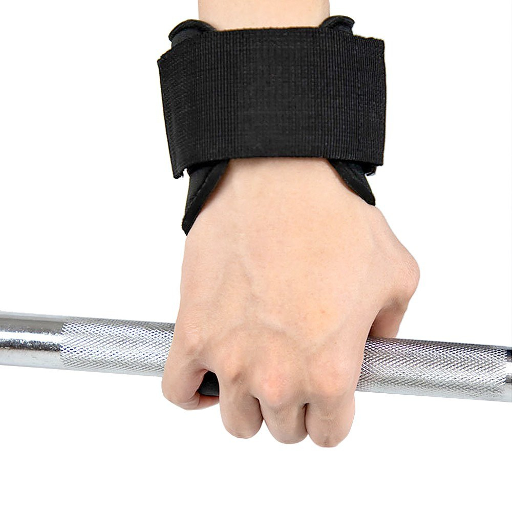 (1 Paar) Zughilfe Bandage mit Haken für Krafttraining / Kreuzheben / Bodybuilding / Fitness - Schwarz