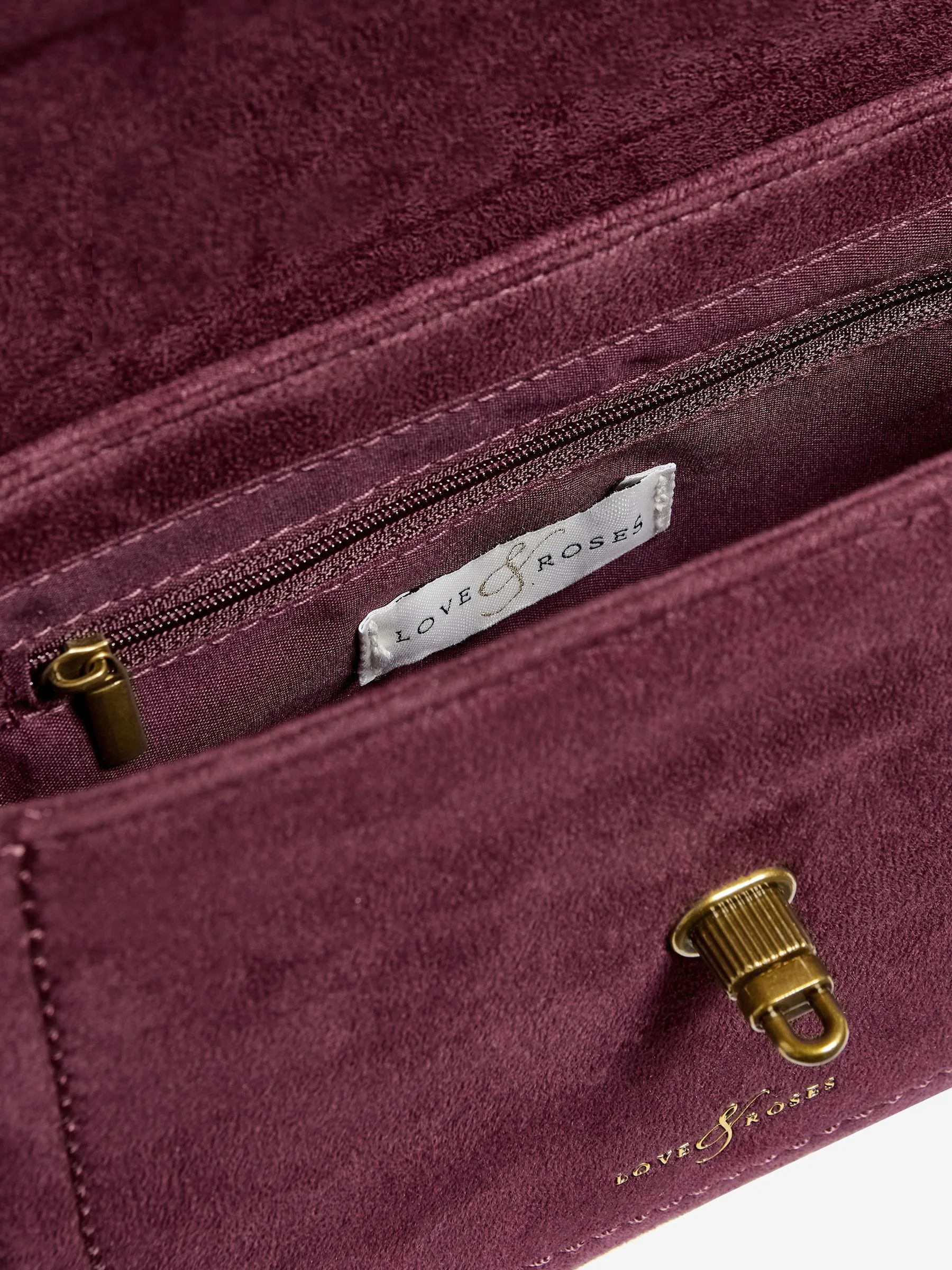 Bordeauxrood - Love & Roses Faux Suede Saddle Cross-Body Bag