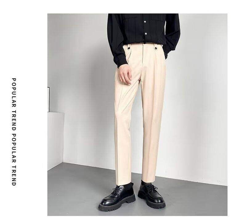 Bay Go Mall - Mid Rise Plain Cropped Tapered Dress Pants