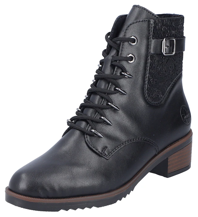 Rieker Schnürstiefelette  , Schnürboots, Trachtenstiefelette, Blockabsatz, Innenreissverschluss
