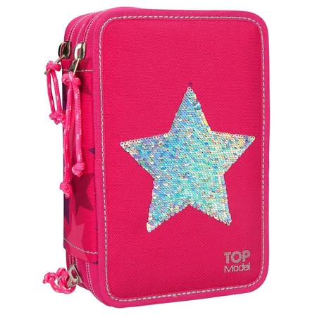 Depesche TOPModel Federtasche Streichpailletten Stern pink, 3-Fach